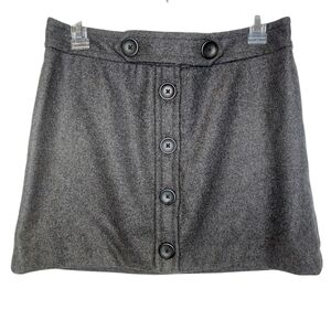Gap Mini Skirt Dark Gray Wool Blend Button Up Fully Lined NWT Women's Size 4